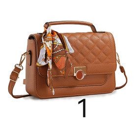 Bolsa Feminina Baú Transversal Média com Lenço Alça Tiracolo Estruturada e Espaçosa