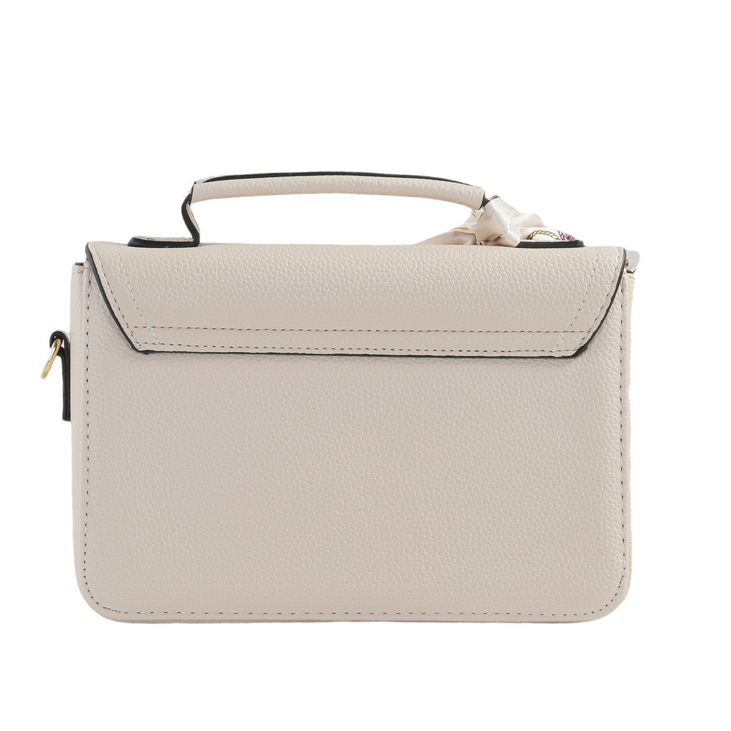 Bolsa Feminina Baú Transversal Média com Lenço Alça Tiracolo Estruturada e Espaçosa